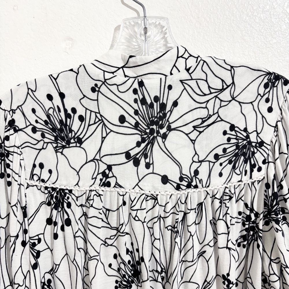Anthropologie Bl-nk London Stephanie Top in Black & White Floral Print - Picture 9 of 11